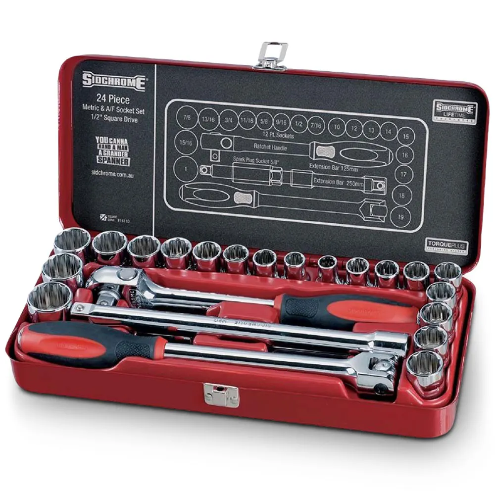 SIDCHROME 1/2inchSD AF/Met 24Pce 7/16inch-1/2inch,10-19mm Socket Set SCMT14110
