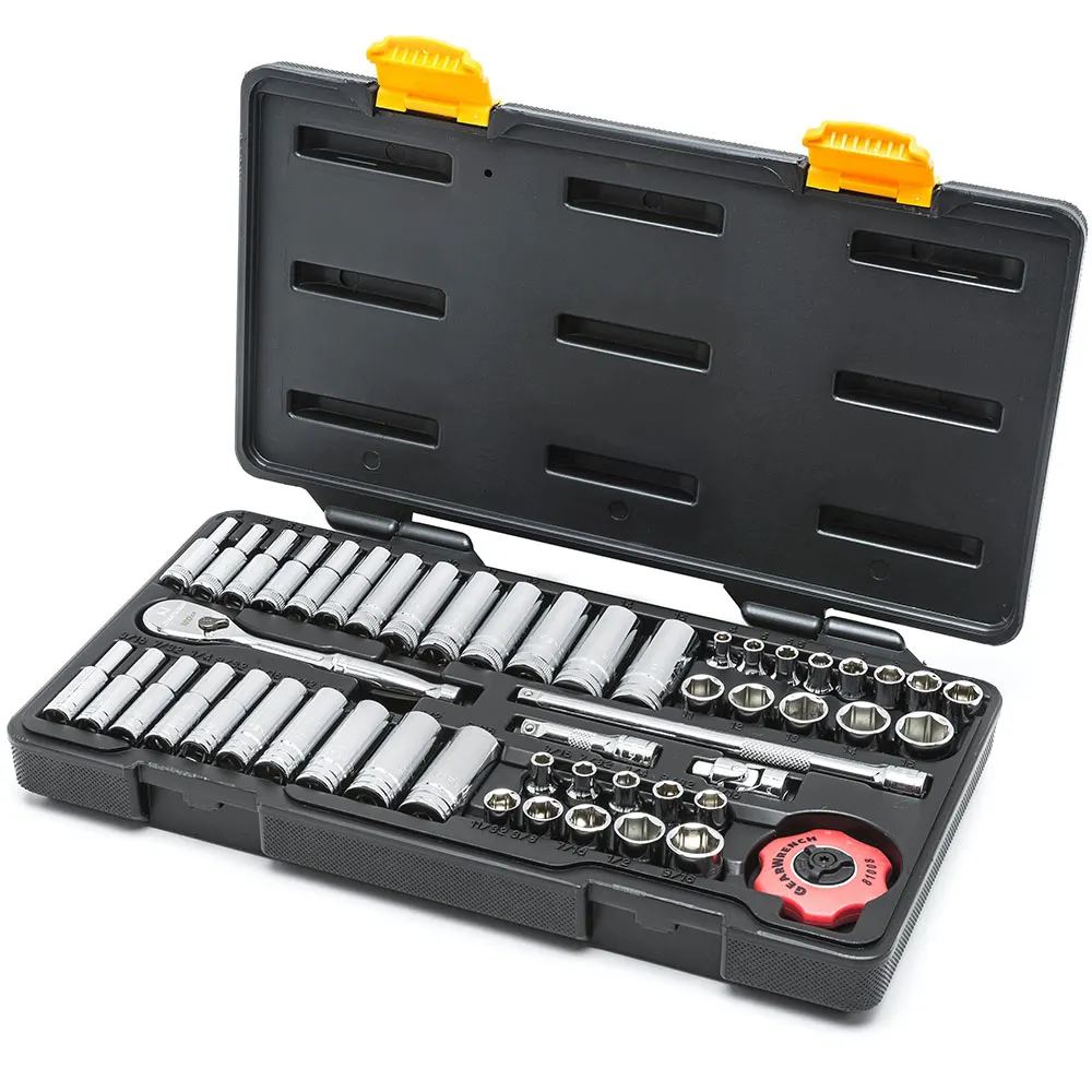 GEARWRENCH 1/4inch MET/AF STD & Deep 12PT Socket Set 51pc 80300P