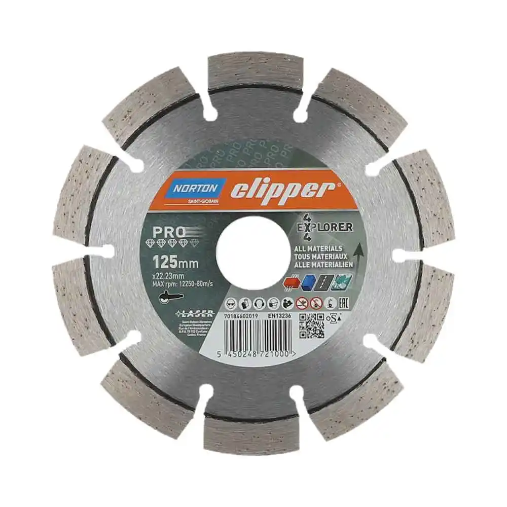 CLIPPER 125 x 22.23mm 4x4 Explorer Segmented Diamond Blade for General Purpose Cutting 70184602019