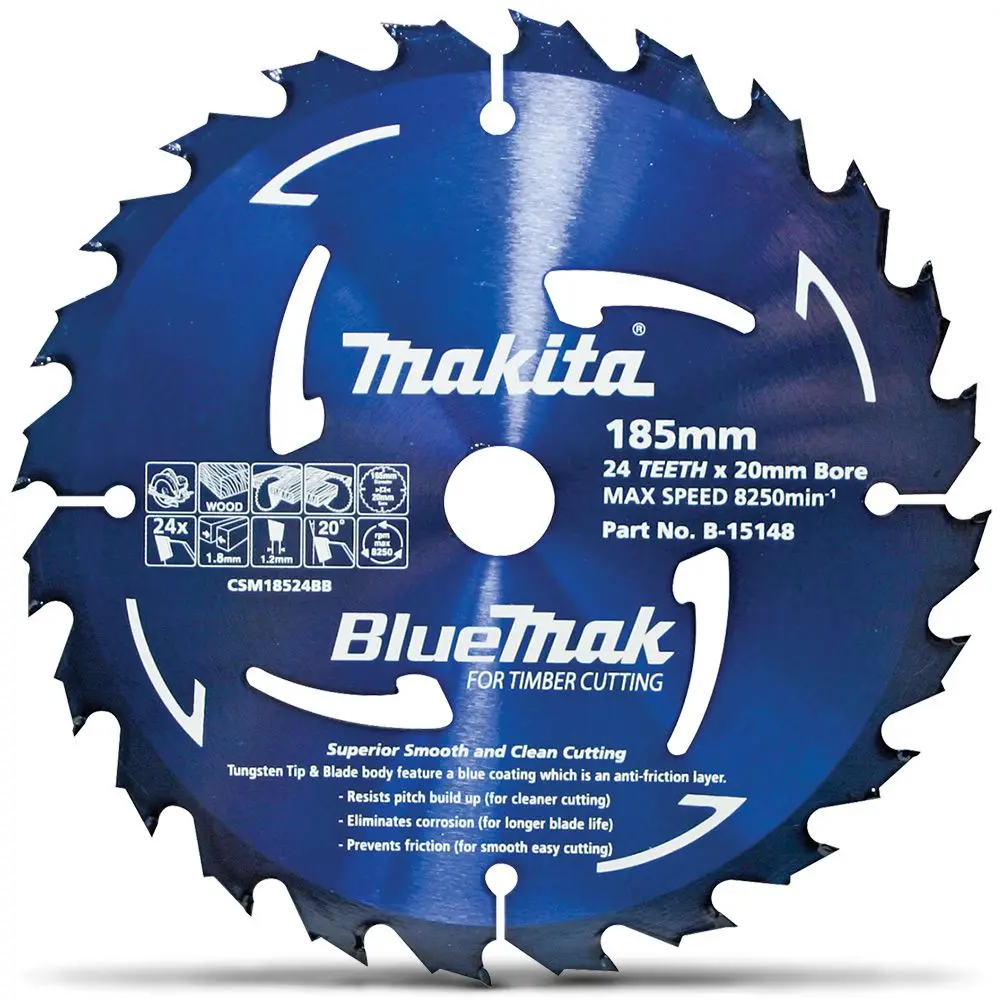 MAKITA 185mm 24T TCT Circular Saw Blade for Wood Cutting - BLUEMAK B-15148-20