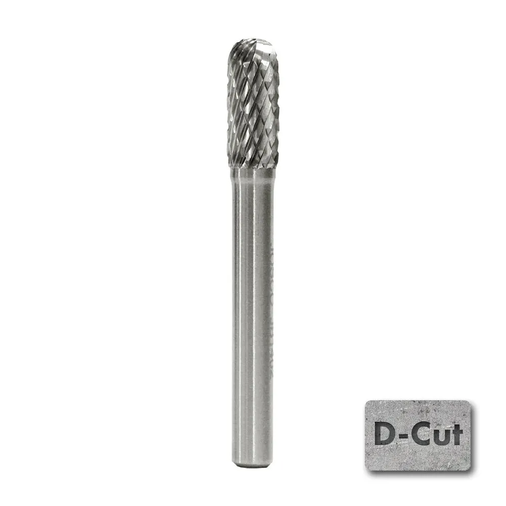 JOSCO 8 x 19mm 1/4inch Shank Ball-Nosed Cylinder Diamond Cut Carbide Burr