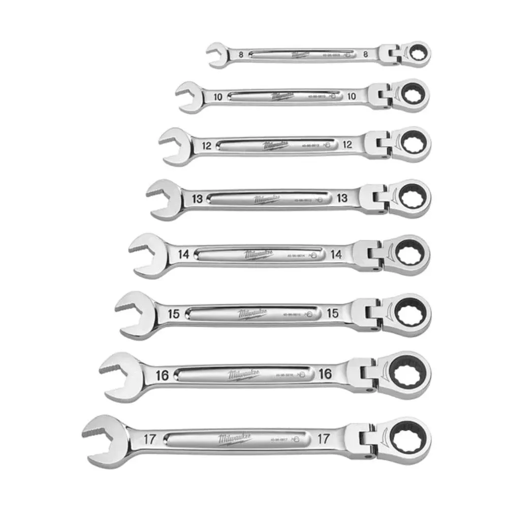 MILWAUKEE Metric Flex Head Ratcheting Combination Wrench Set 7 Piece 48229529