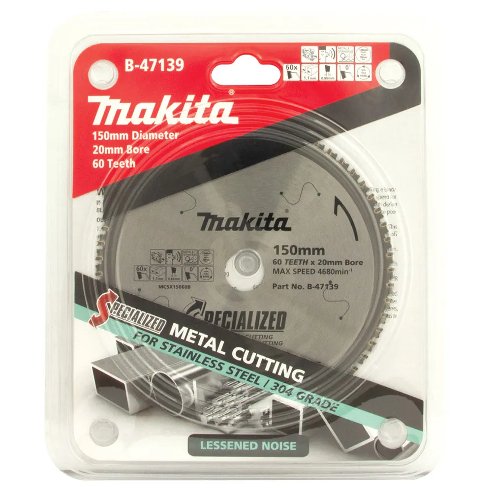 MAKITA 150mm 60T TCT Circular Saw Blade for Stainless Steel Cutting - SPECIALIZED B-47139