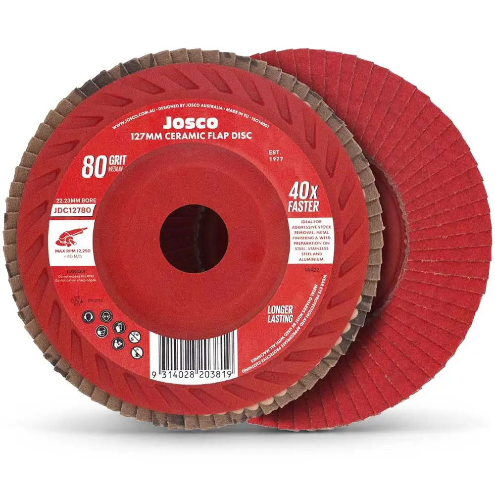 JOSCO 125mm 80-Grit Ceramic Flat Flap Disc