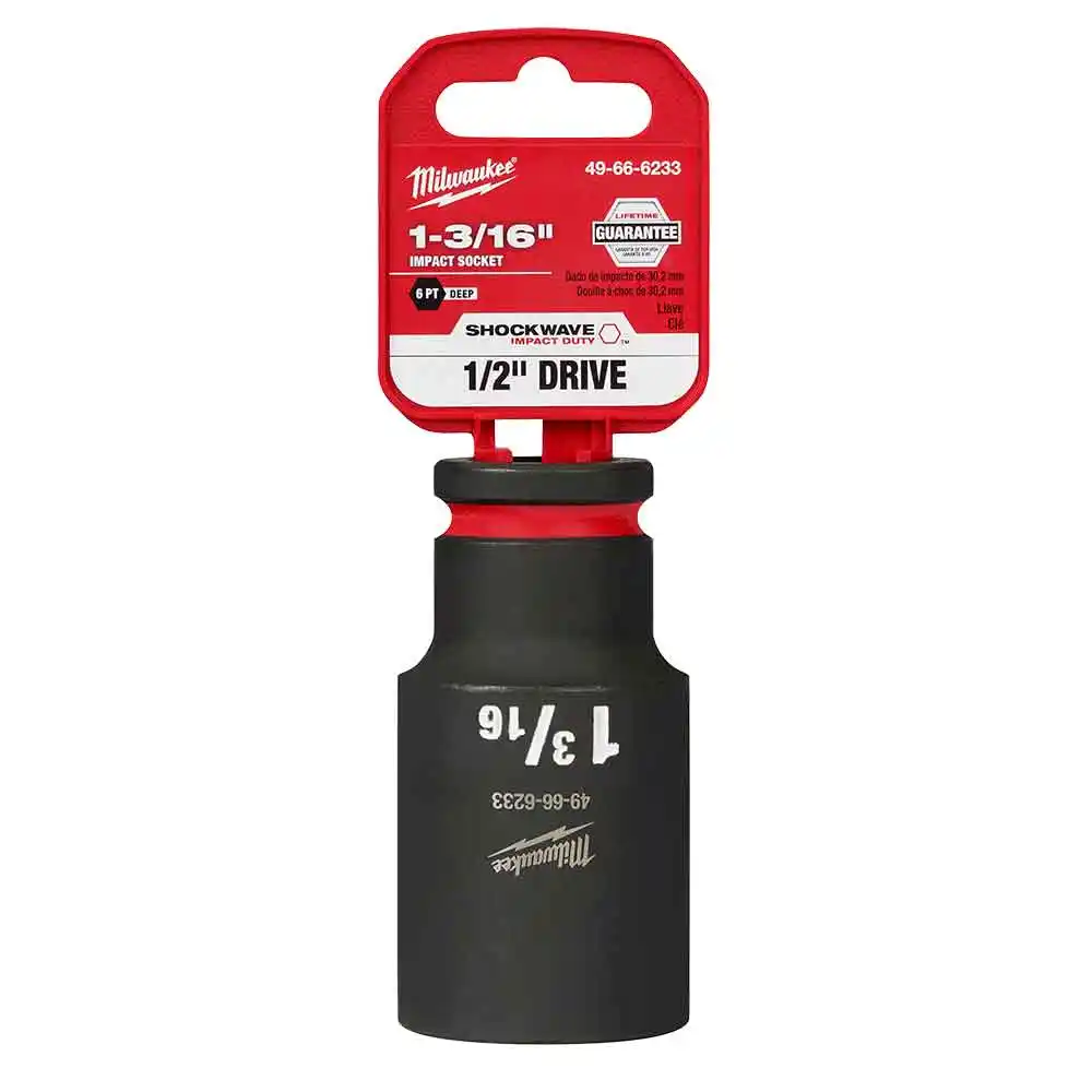 MILWAUKEE SHOCKWAVE 1/2" Drive 1-3/16" Deep 6 Point Impact Socket 49666233