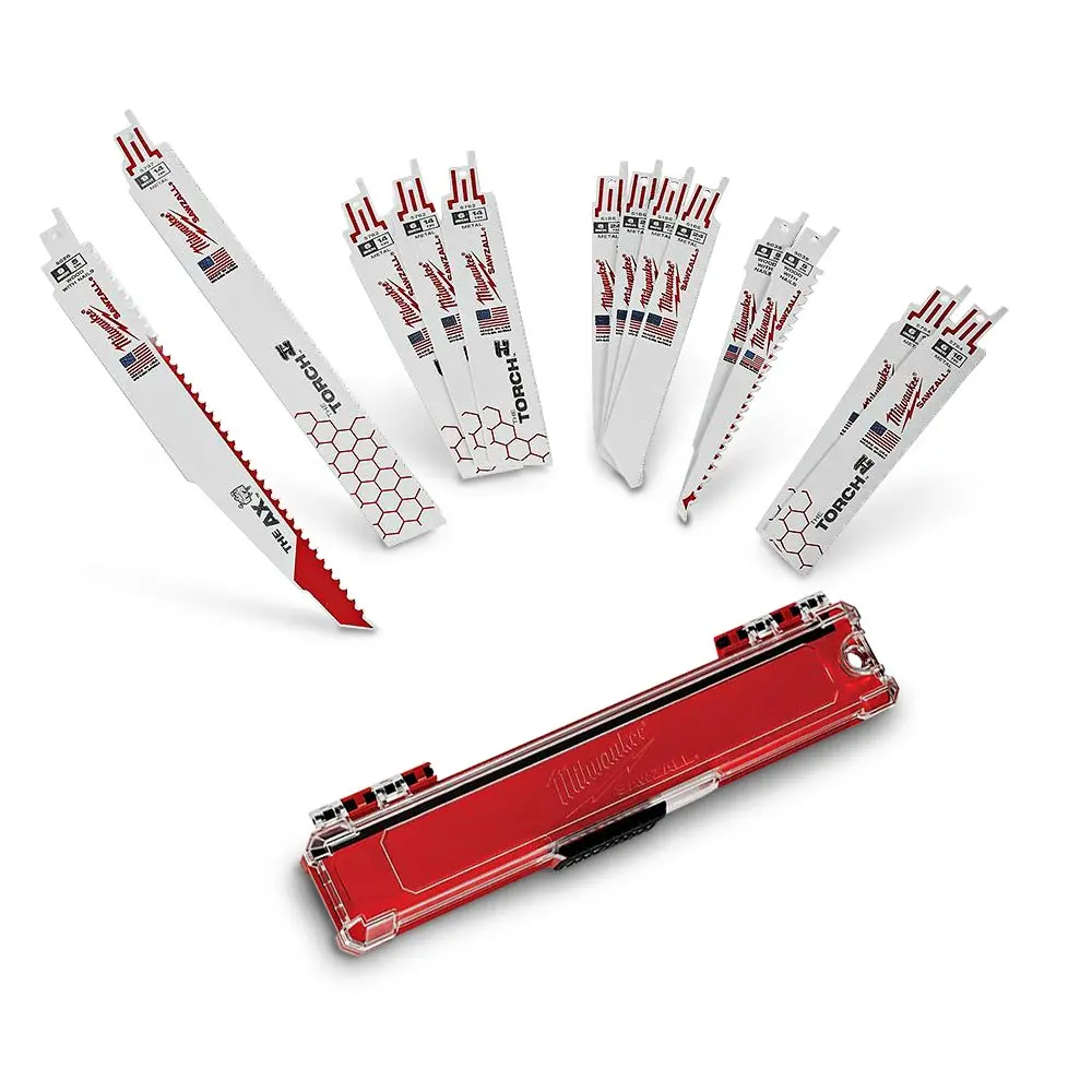 MILWAUKEE Reciprocating Saw Blade Set for Wood & Metal Cutting - SAWZALL Thin Kerf - 13 Piece 49222213