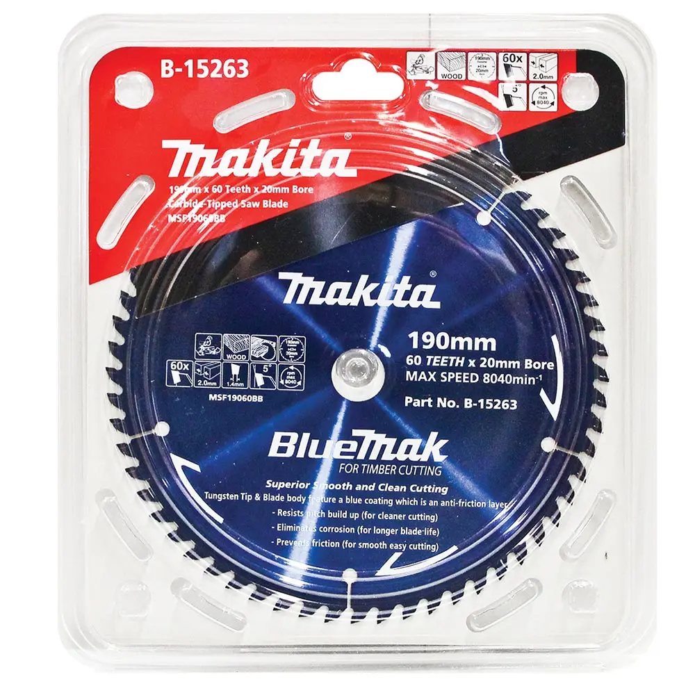 MAKITA 190mm 60T TCT Circular Saw Blade for Wood Cutting - Mitre Saws - BLUEMAK