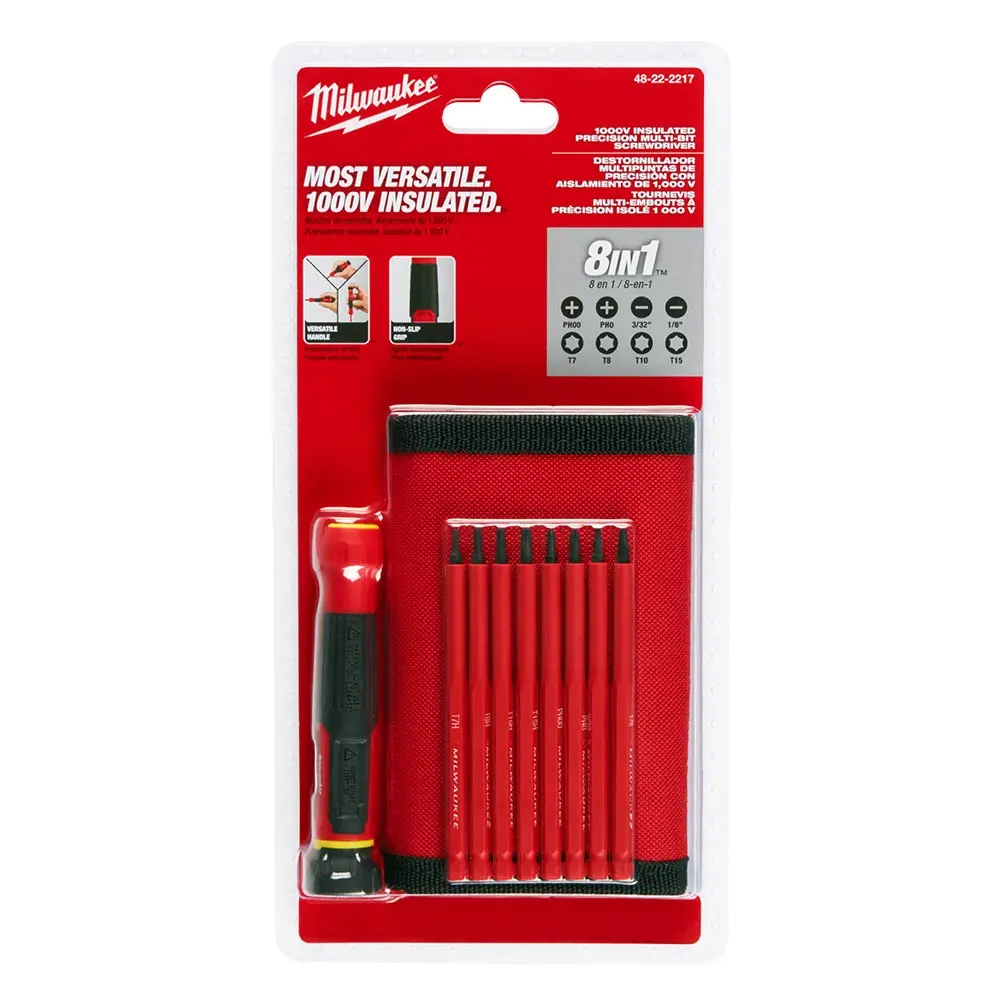 MILWAUKEE 8-in-1 1000v Insulated Precision Multi-Bit Screwdriver 48222217