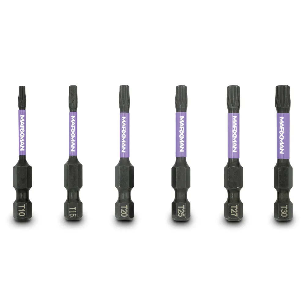 MARXMAN T10-T30x50mm Torx Power Impact Screwdriver Bit - 6 Piece MSDBTM506PC