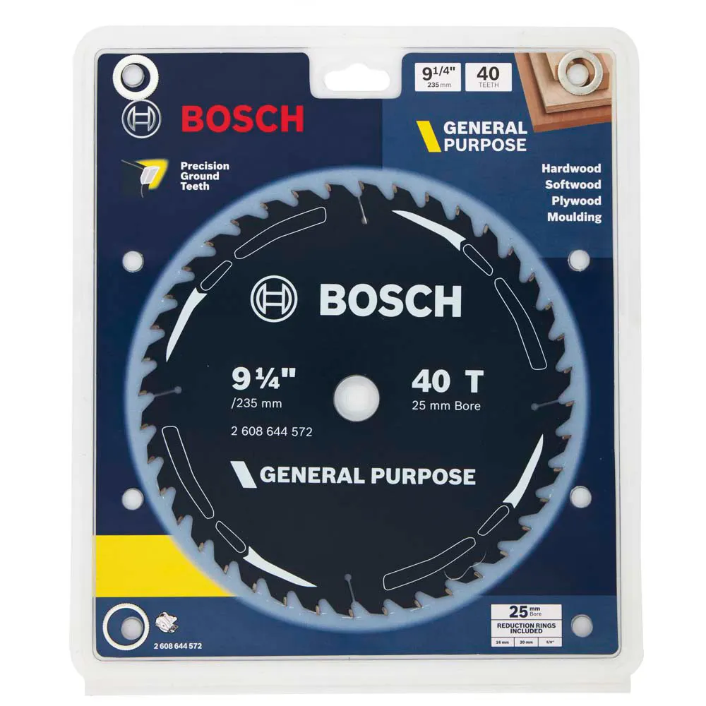 BOSCH 235mm 40T TCT Circular Saw Blade for Wood Cutting - GENERAL PURPOSE
