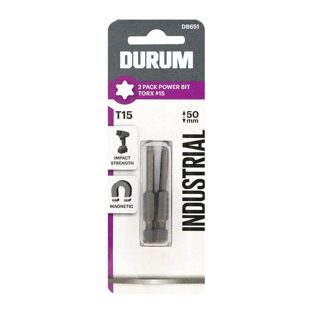 DURUM T15x50mm Torx Power Screwdriver Bit Set - 2 Piece DB651