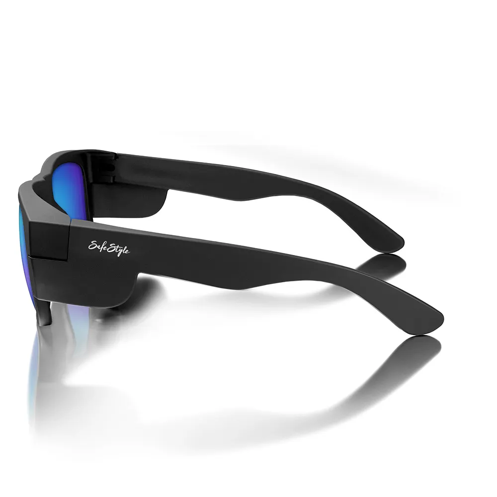 SAFESTYLE Fusions Matte Black Frame Mirror Blue Polarised Lens UV400 FMBBP100