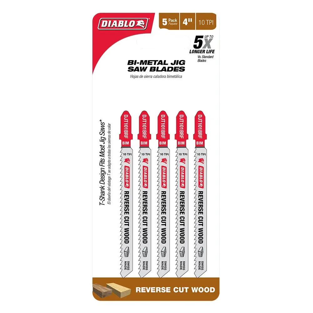 DIABLO 100mm Bi-Metal Jig Saw Blade For Reverse Cuts In Wood 5 Piece 2608F02238