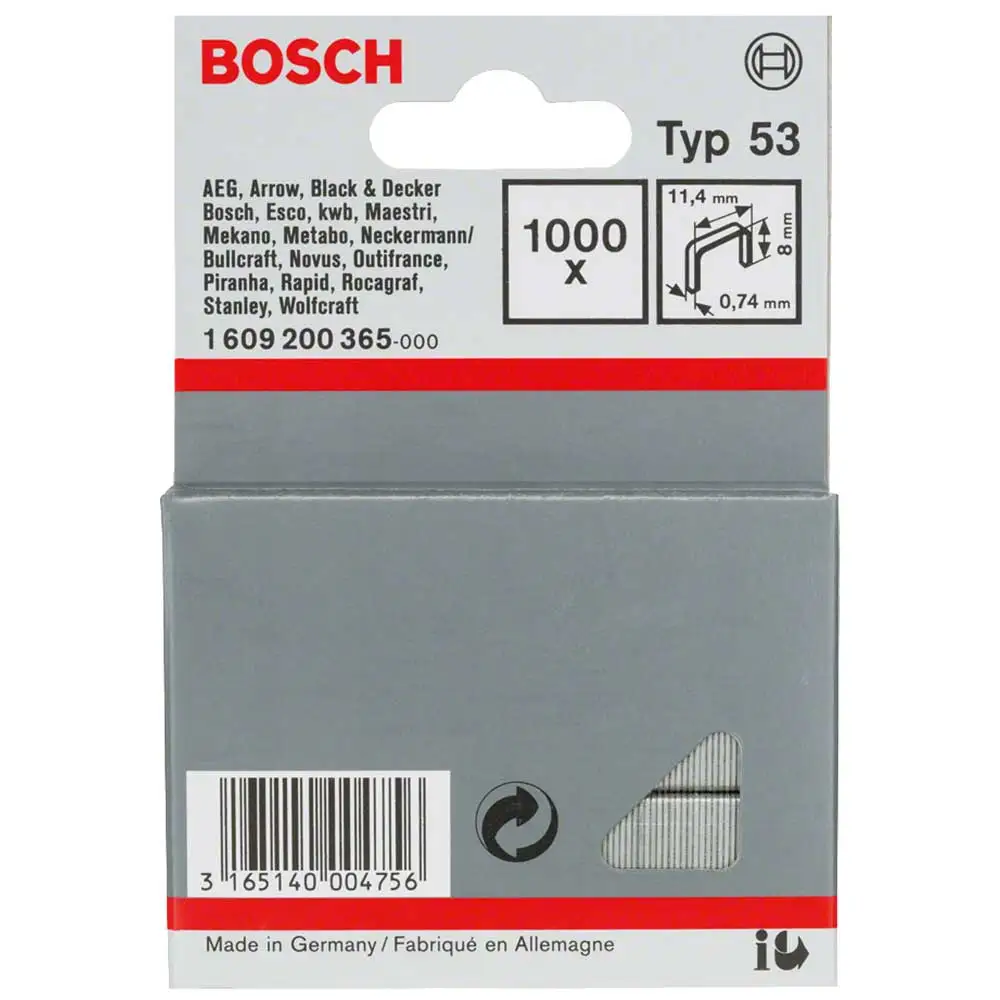 BOSCH 8mm Staples  - 1000 Pieces BOX Suits PTK14E 1609200365