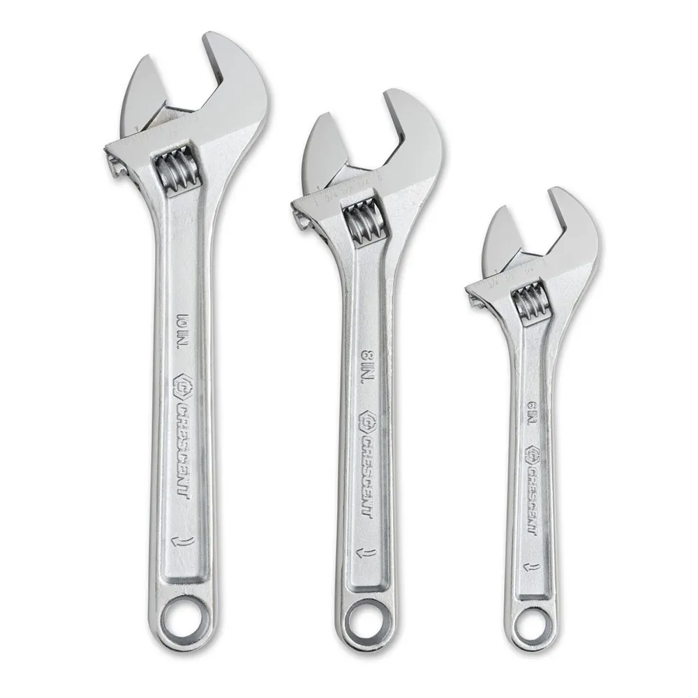CRESCENT Wrench Set Adjustable Chrome 3pc 150mm/200mm/250mm