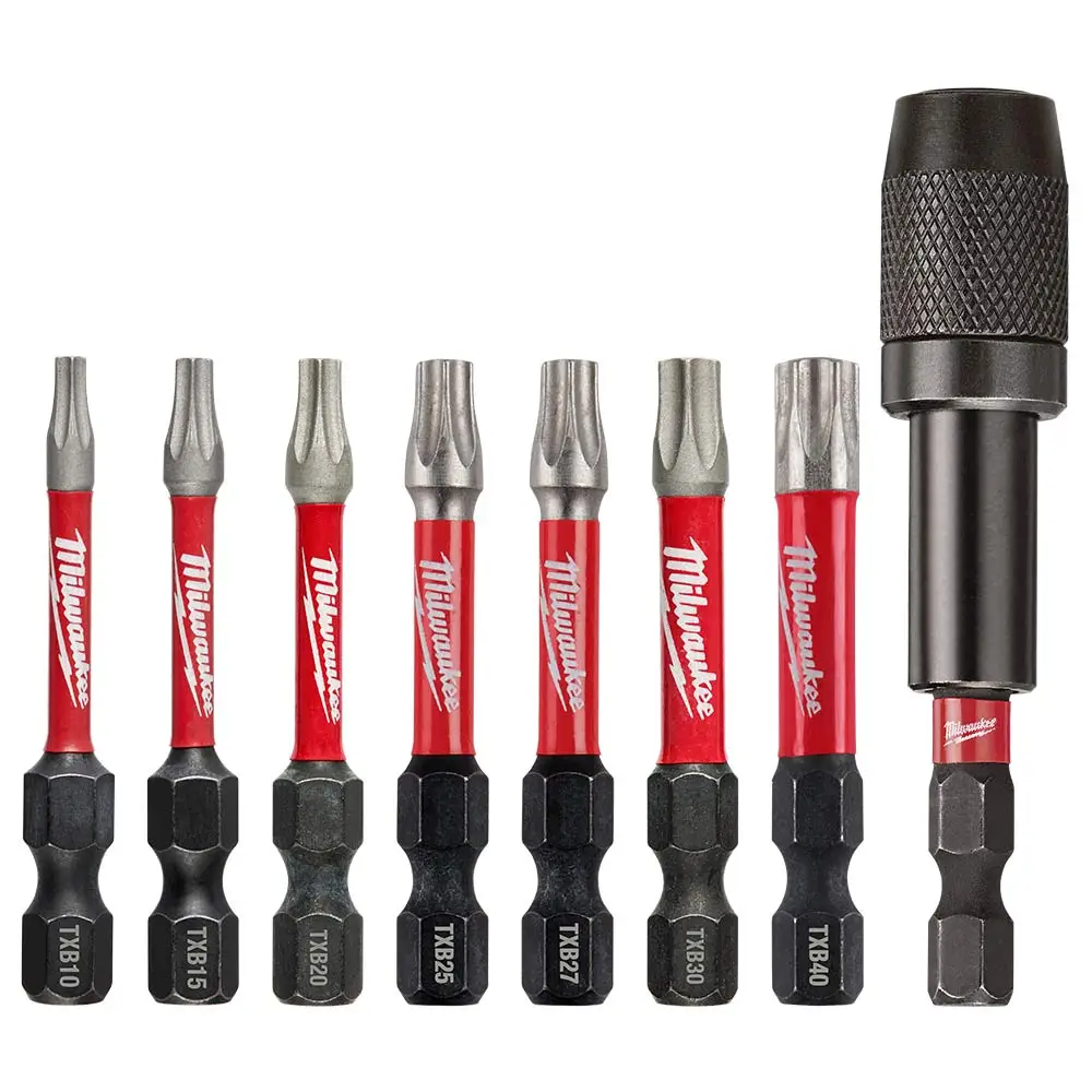 MILWAUKEE 50mm Torx Insert Impact Screwdriver Bit Set - SHOCKWAVE - 8 Piece 48324689
