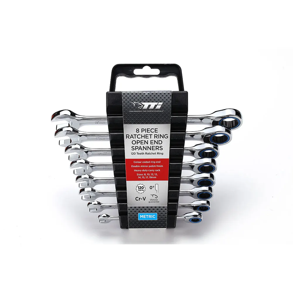 TTI 8 Piece Met 8-19mm Ratchet Ring/Open  Spanner Set TRCSM8