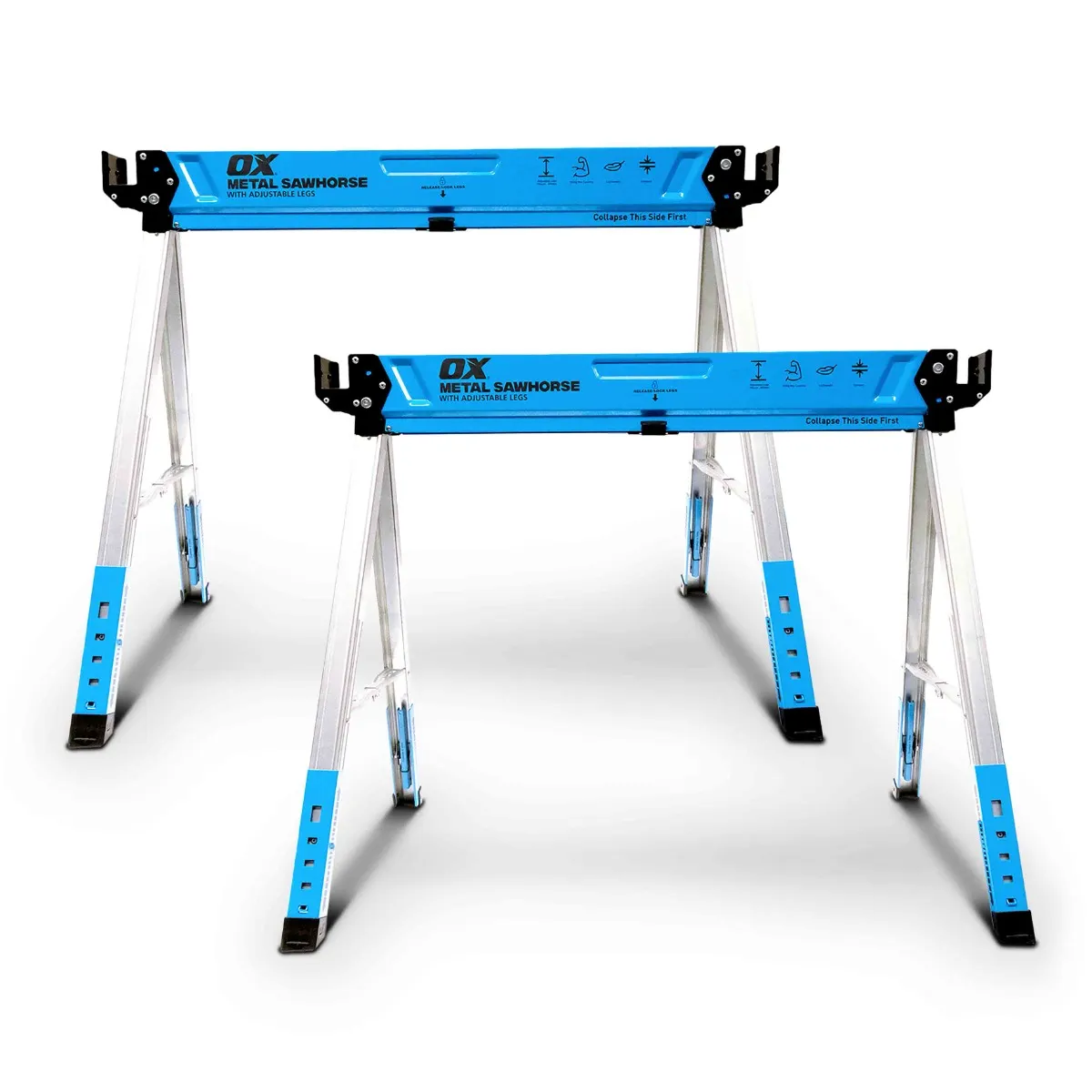 OX 800mm Pro Metal Sawhorse - Adjustable Legs �?Pair OX-P336401