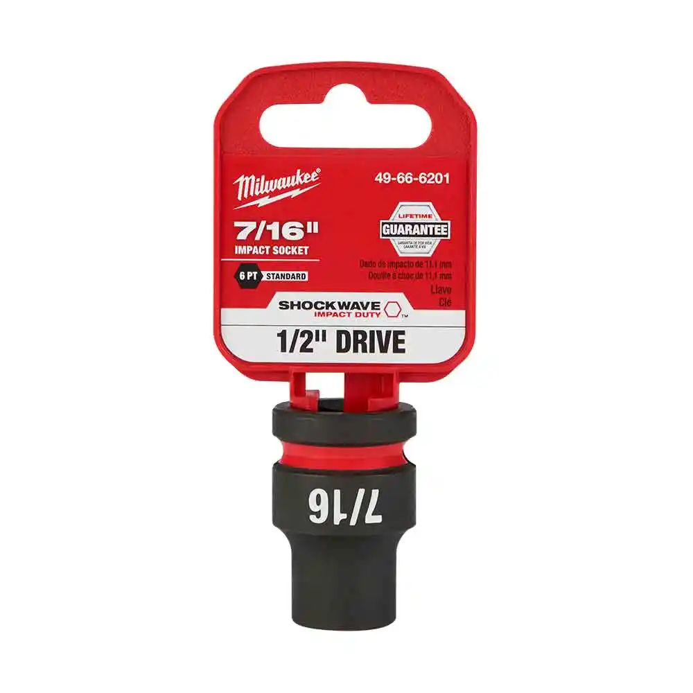 MILWAUKEE SHOCKWAVE 1/2" Drive 7/16" Standard 6 Point Impact Socket 49666201