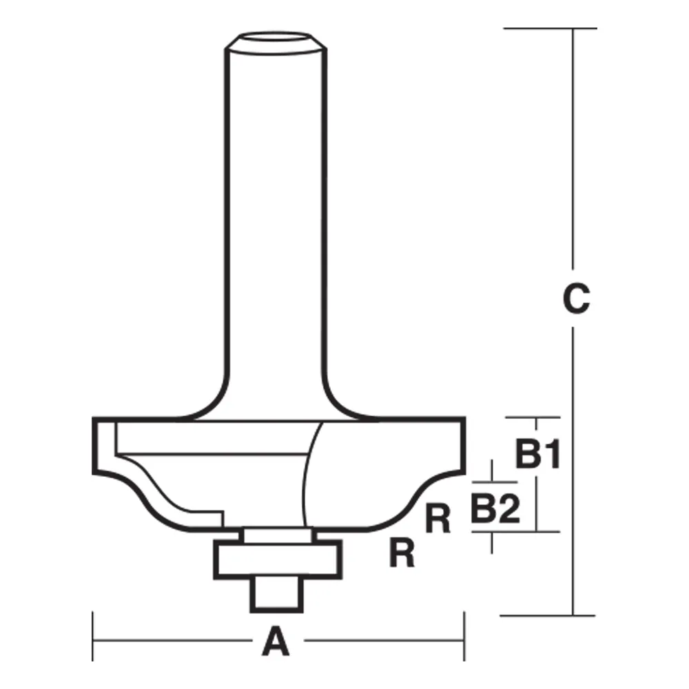 CARBITOOL Router Bit TCT Shallow Roman Ogee 1/4inch -Radius 1/2inch -Shank TS 5708 B 1/2