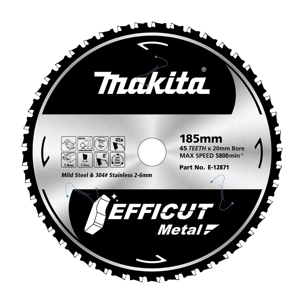MAKITA 185 x 20mm 45T TCT Circular Saw Blade for Metal Cutting - EFFICUT E-12871