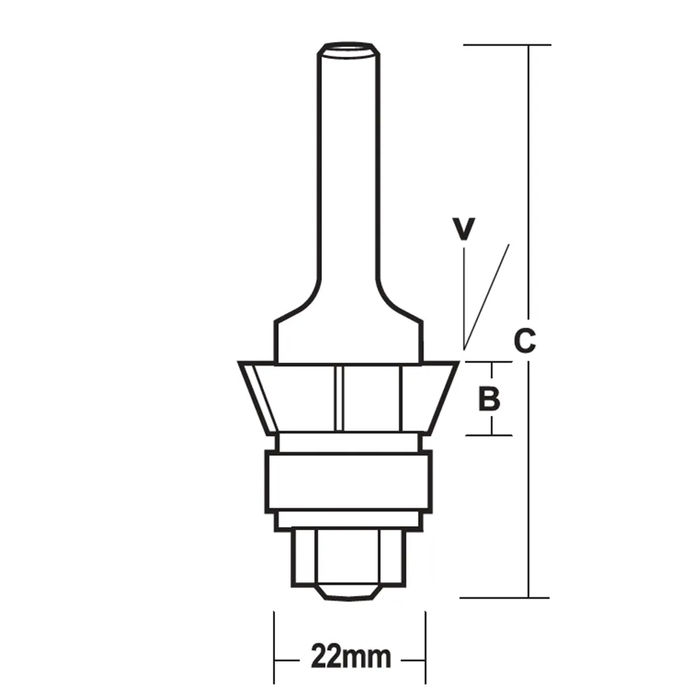 CARBITOOL Router Bit TCT 25-Degree Bevel Bit w.Bearing 4-Flute 1/4inch -Shank TA 194.25 B