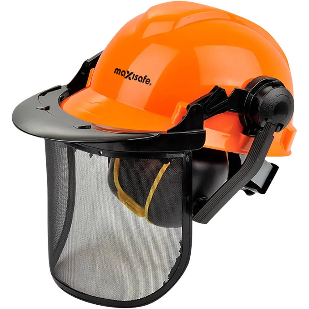 MAXISAFE Forestry Kit with Orange Hard Hat, Mesh Visor & Earmuffs HFK563