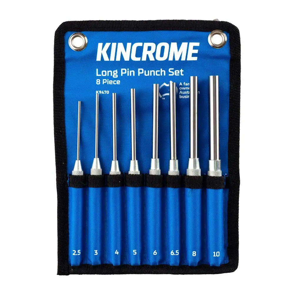 KINCROME 8 Piece 2.5-10mm Long Pin Punch Set K9470