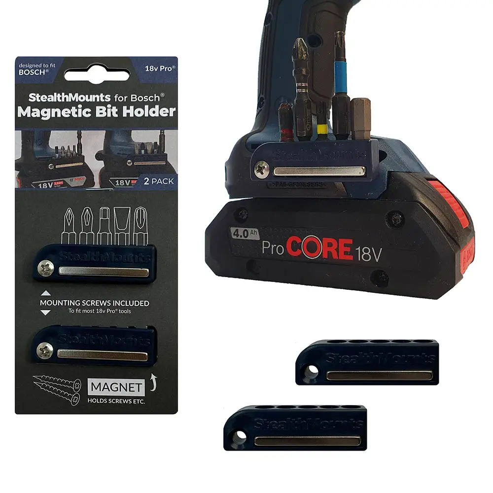 STEALTHMOUNTS Bit Holder for Bosch Blue 18V - 2 Pack BH-BO-BLU-2