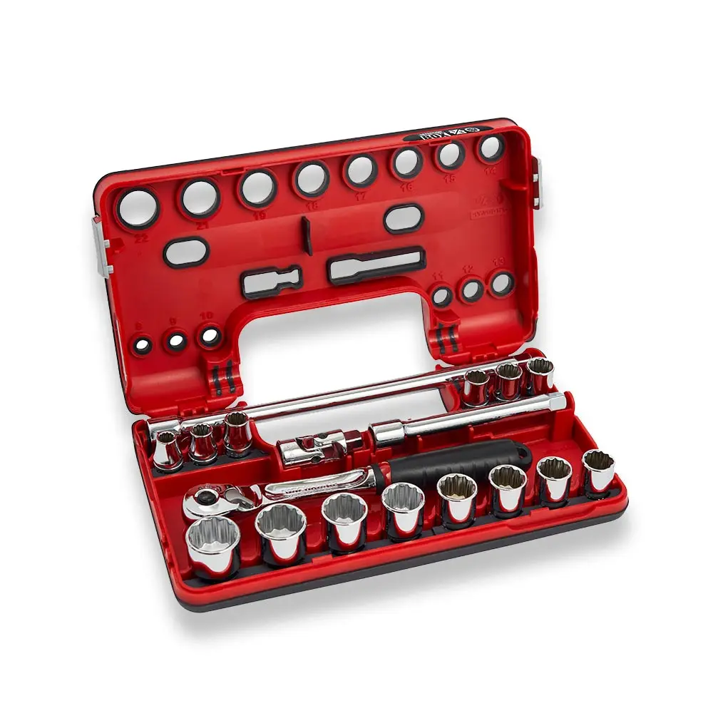 SIDCHROME 18 Piece 3/8" Metric Drive Socket Set Detection Box w/Compact Head Ratchet SCMT13150