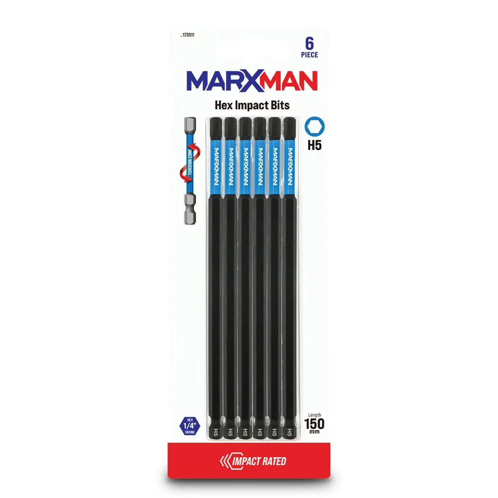 MARXMAN 5x150mm Hex Power Impact Screwdriver Bit - 6 Piece MSDBH51506PC
