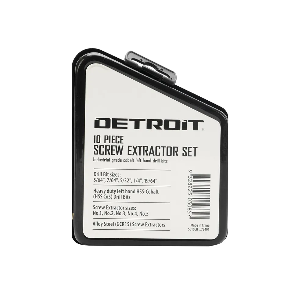DETROIT Screw Extractor & Drill Set - 10 Piece