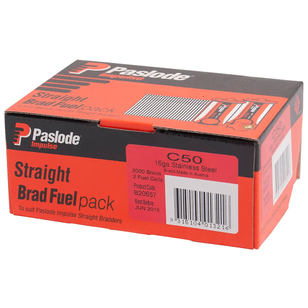 PASLODE 50mm C Series Straight Brads 2000 Pack B20657