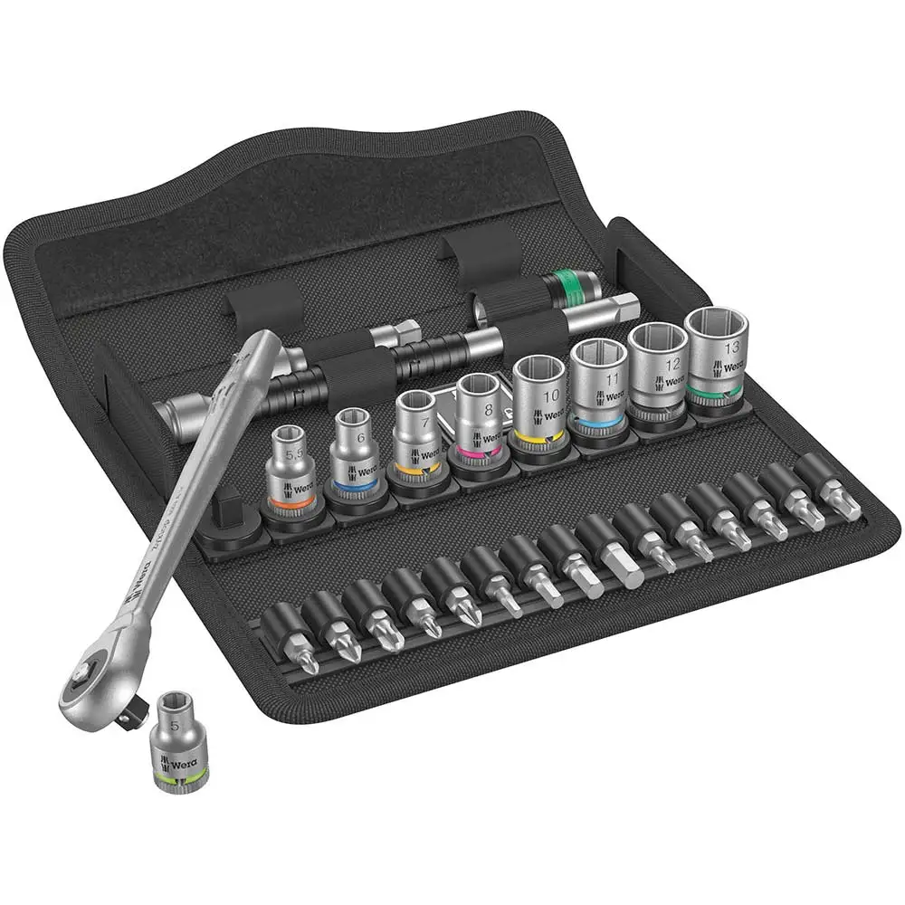 WERA 1/4" Metric Socket Set with Bits and Wallet - 28 Piece 05004017001