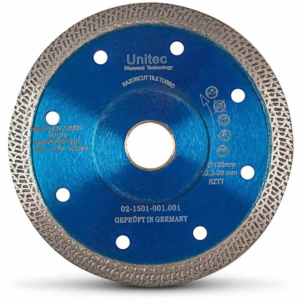 UNITEC 125mm Turbo Continuous Rim Diamond Blade for Ceramic Cutting - RAZORCUT-TILE U-5RZTT