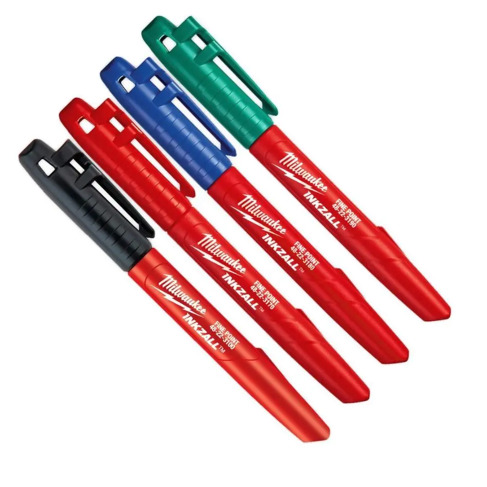 MILWAUKEE INKZALL 4 Pack Assorted Colours Fine Permanent Marker 48223106