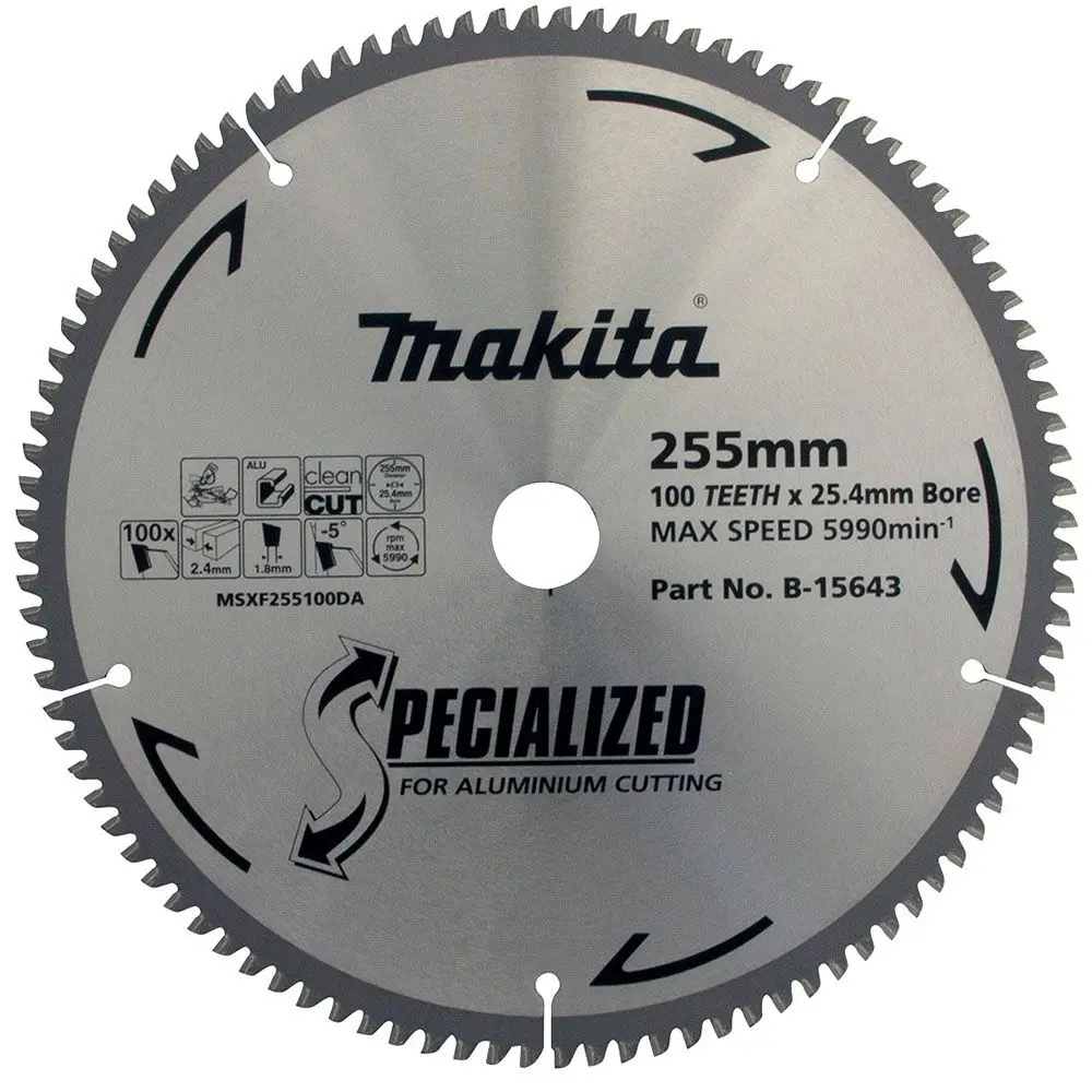 MAKITA 255mm 100T TCT Circular Saw Blade for Aluminium Cutting - Mitre Saws - SPECIALIZED B-15643