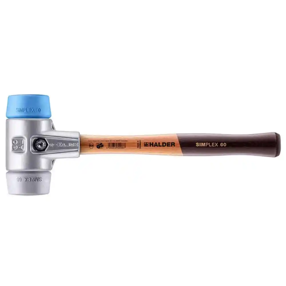 HALDER 60mm 700g Rubber Mallet TPE Tips Wood Handle 3113.06