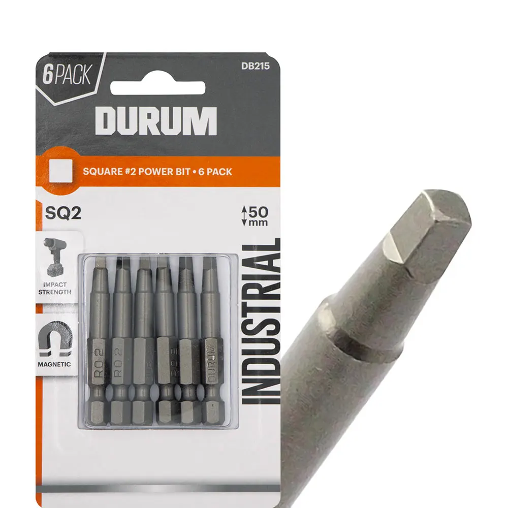 DURUM R2 x 50mm Robertson Power Screwdriver Bit - 6 Piece DB215