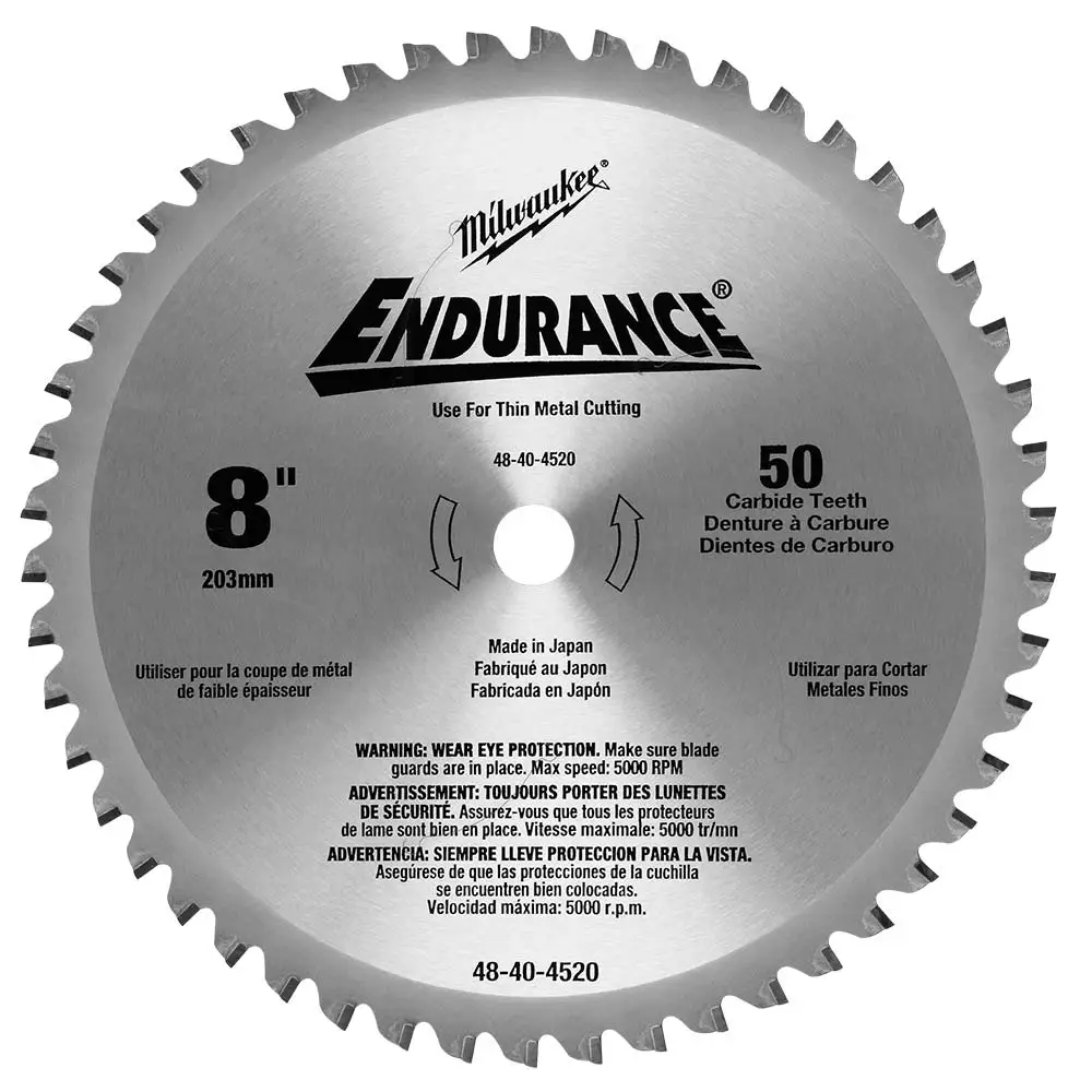 MILWAUKEE 203MM (8") 50T TCT Thin Metal Circular Saw Blade 48404520