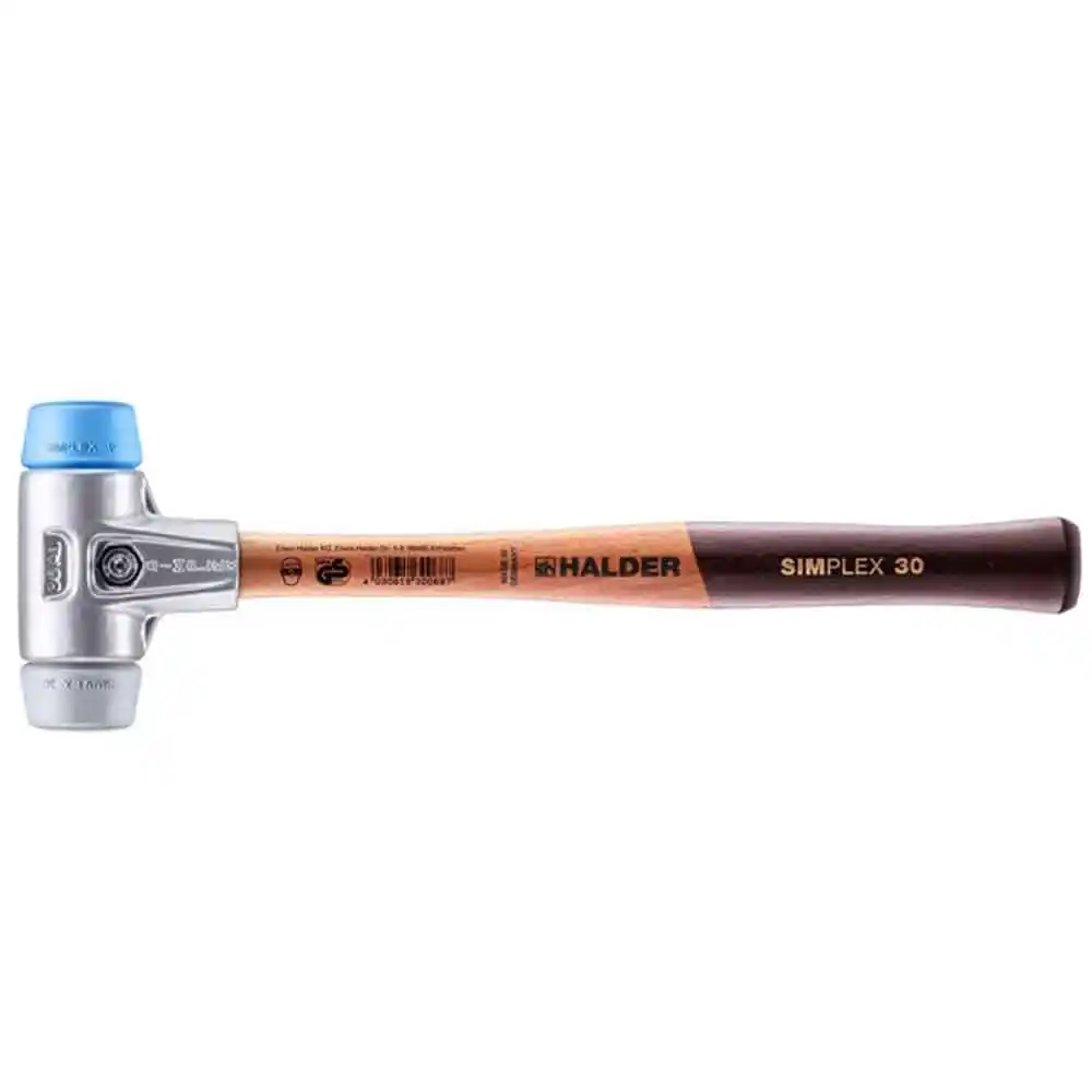 HALDER 30mm 120g Rubber Mallet TPE Tips Wood Handle 3113.03