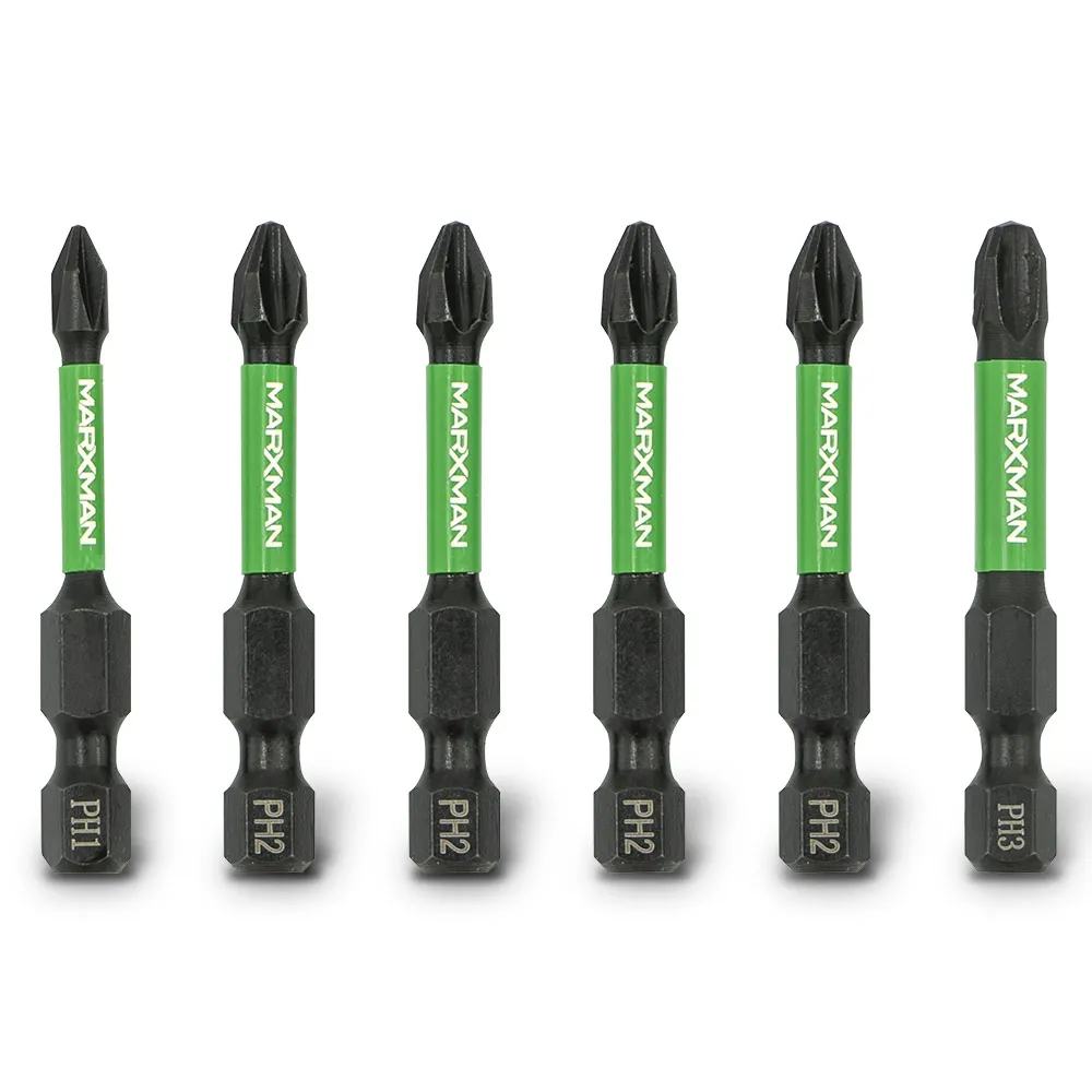 MARXMAN PH1 3 x 50mm Phillips Impact Screwdriver Bit - 6 Piece MSDBPM506PC