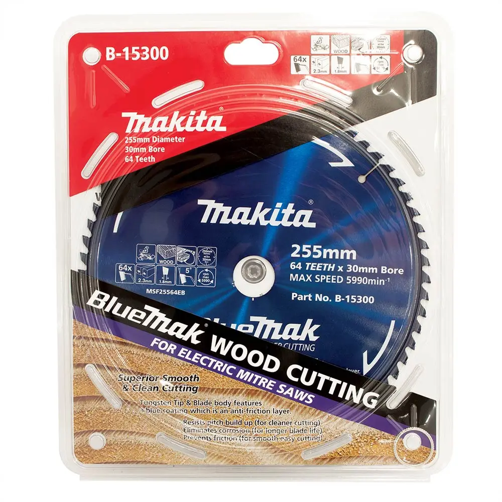 MAKITA 255mm 64T TCT Circular Saw Blade for Wood Cutting - Mitre Saws - BLUEMAK