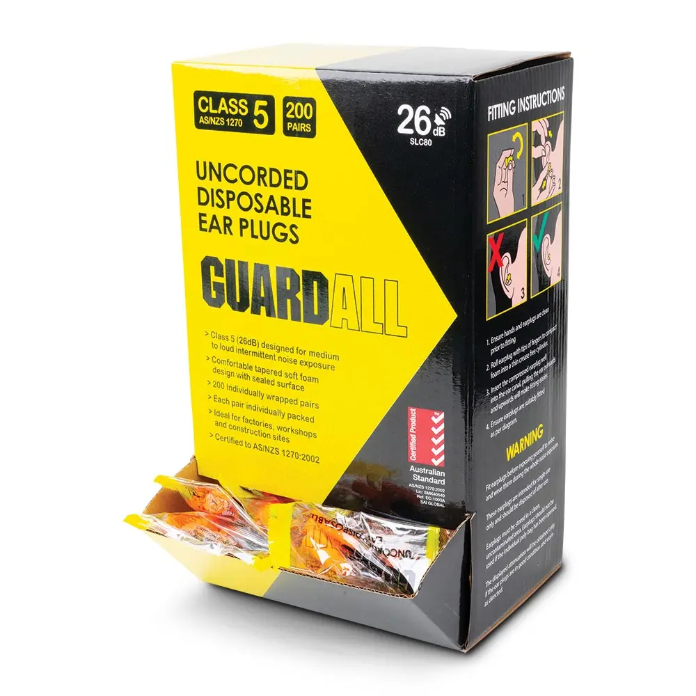 GUARDALL Class 5 26DB Uncorded Disposable Ear Plugs - 200 Pairs GDEP526UC