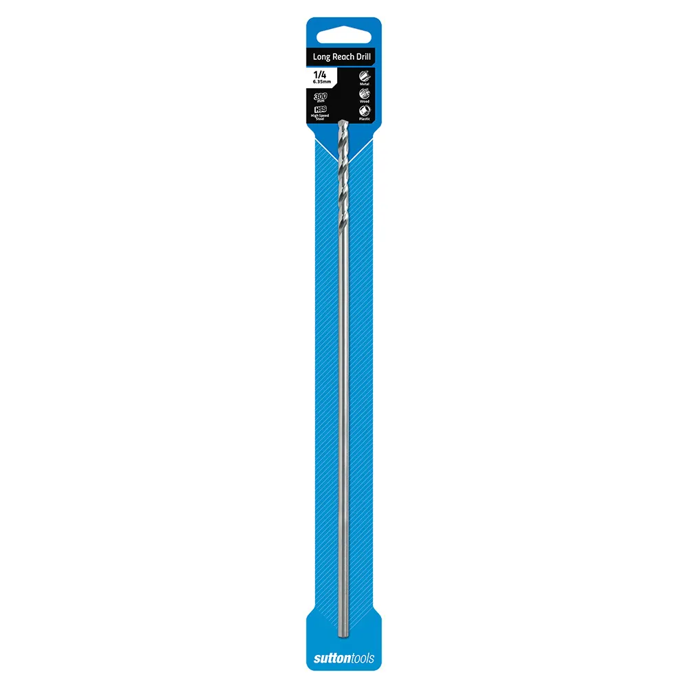 SUTTON 1/4inch x 300mm Metal Drill Bit Extra Long HSS D2170635