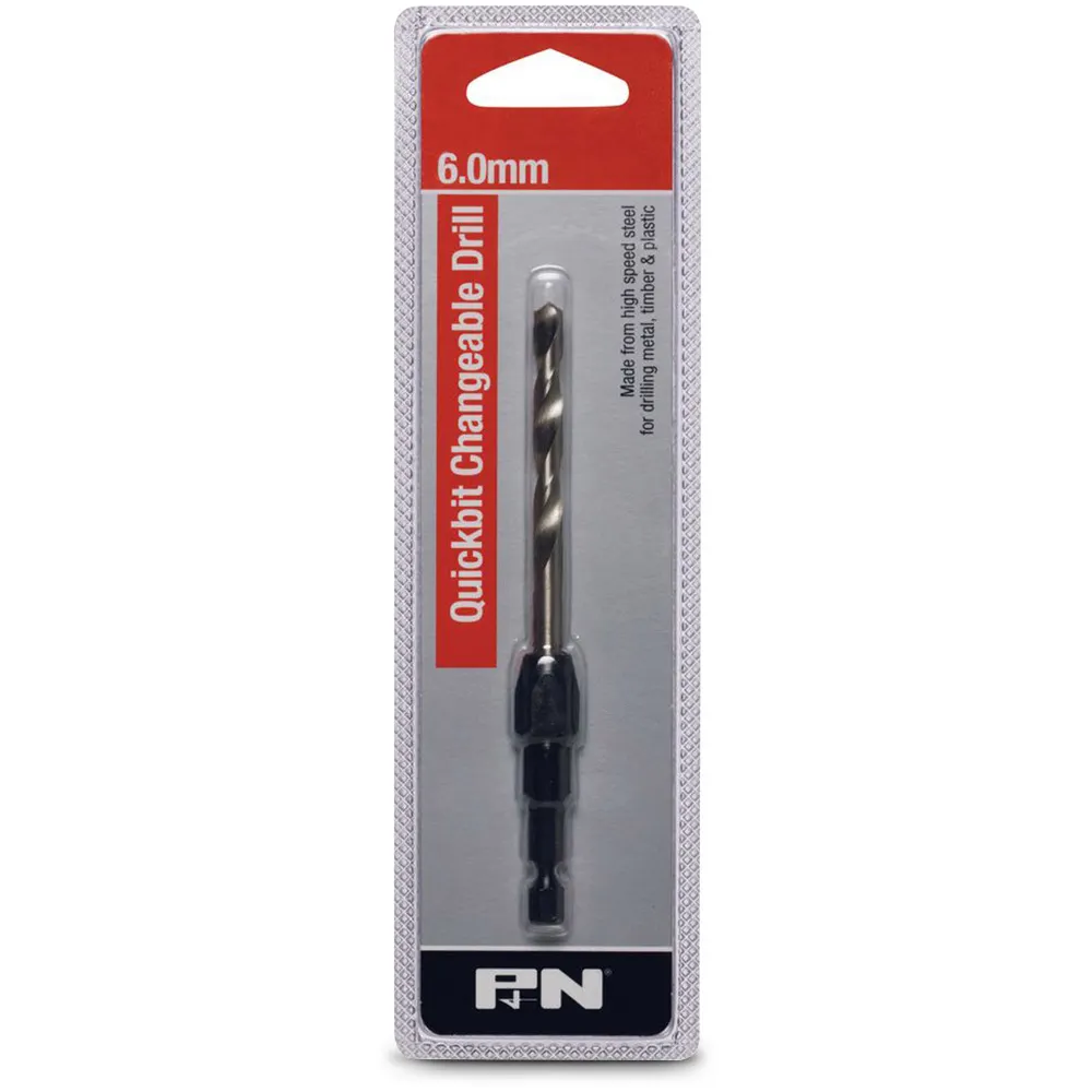 P&N QUICKBITS 6.0mm HSS Jobber Drill Bit & 1/4-Hex Quick-Change Adaptor