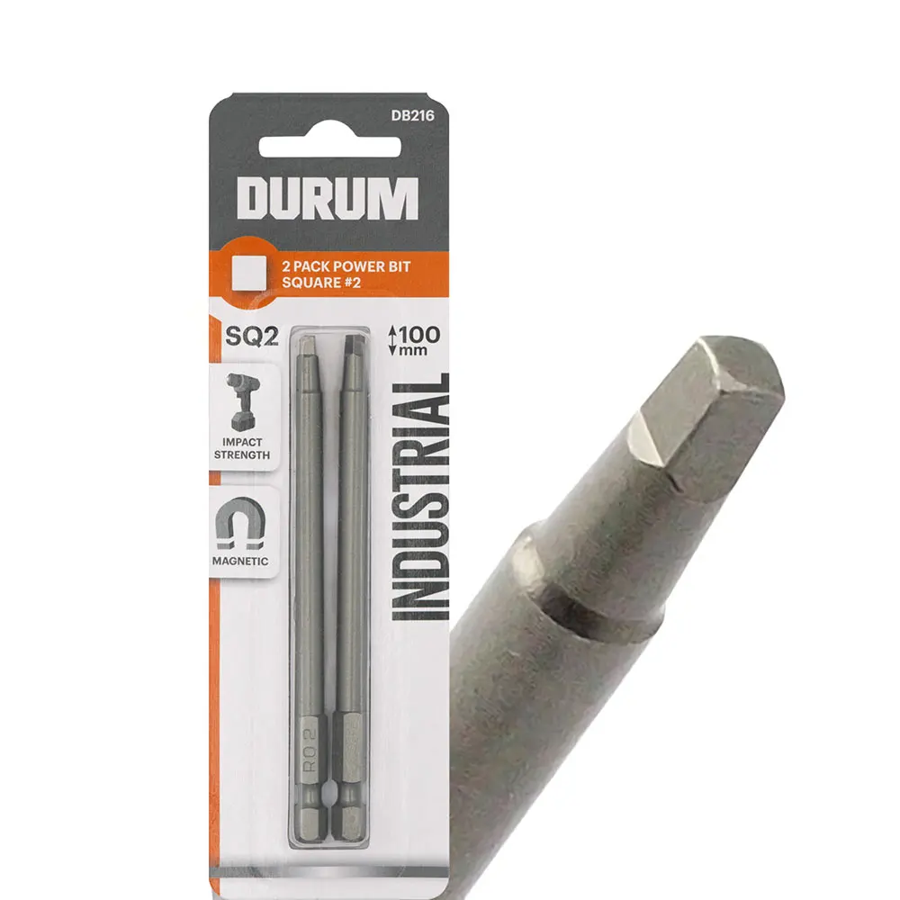 DURUM R2 x 100mm Robertson Power Screwdriver Bit - 2 Piece DB216