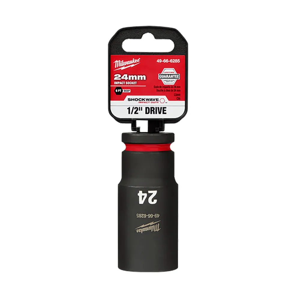 MILWAUKEE 1/2inch Drive 24mm Deep 6 Point Impact Socket - SHOCKWAVE 49666285
