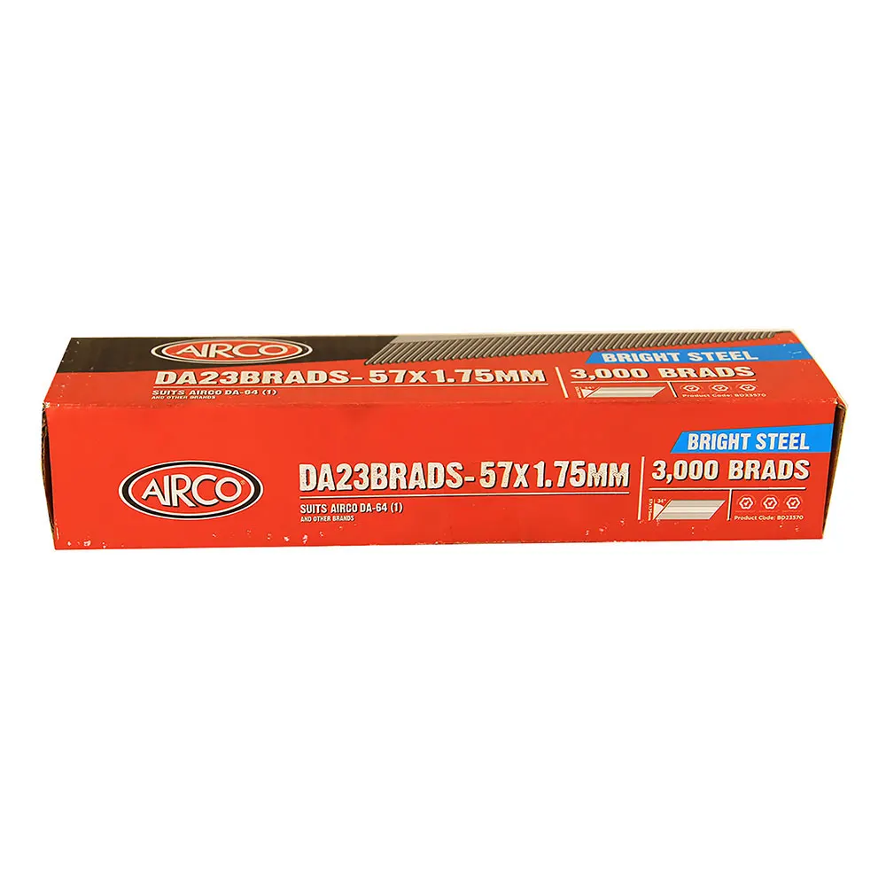 AIRCO DA Series Bright Steel Brad Nail - 57mm Box of 3000 BD23570