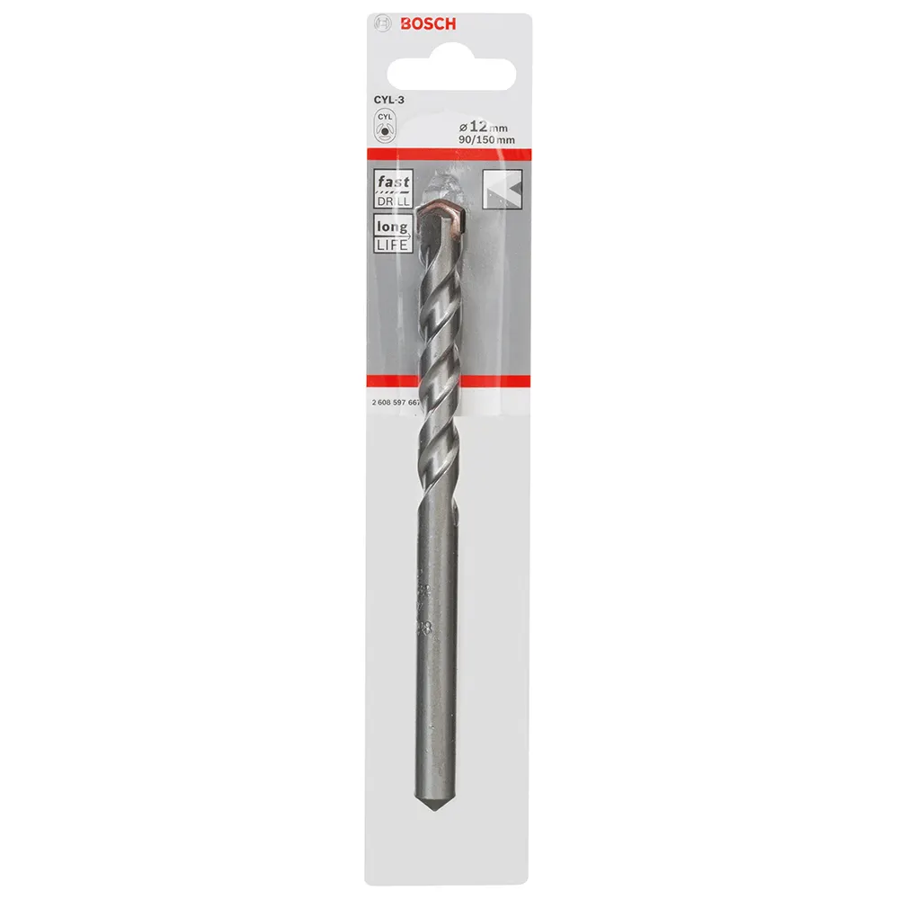 BOSCH 12 x 150mm Silver Percussion Masonry Drill Bit
